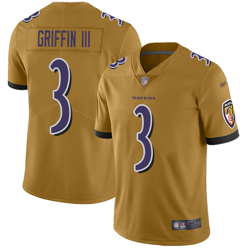 Baltimore Ravens Limited Gold Men Robert Griffin III Jersey NFL Football #3 Inverted Legend->women nfl jersey->Women Jersey